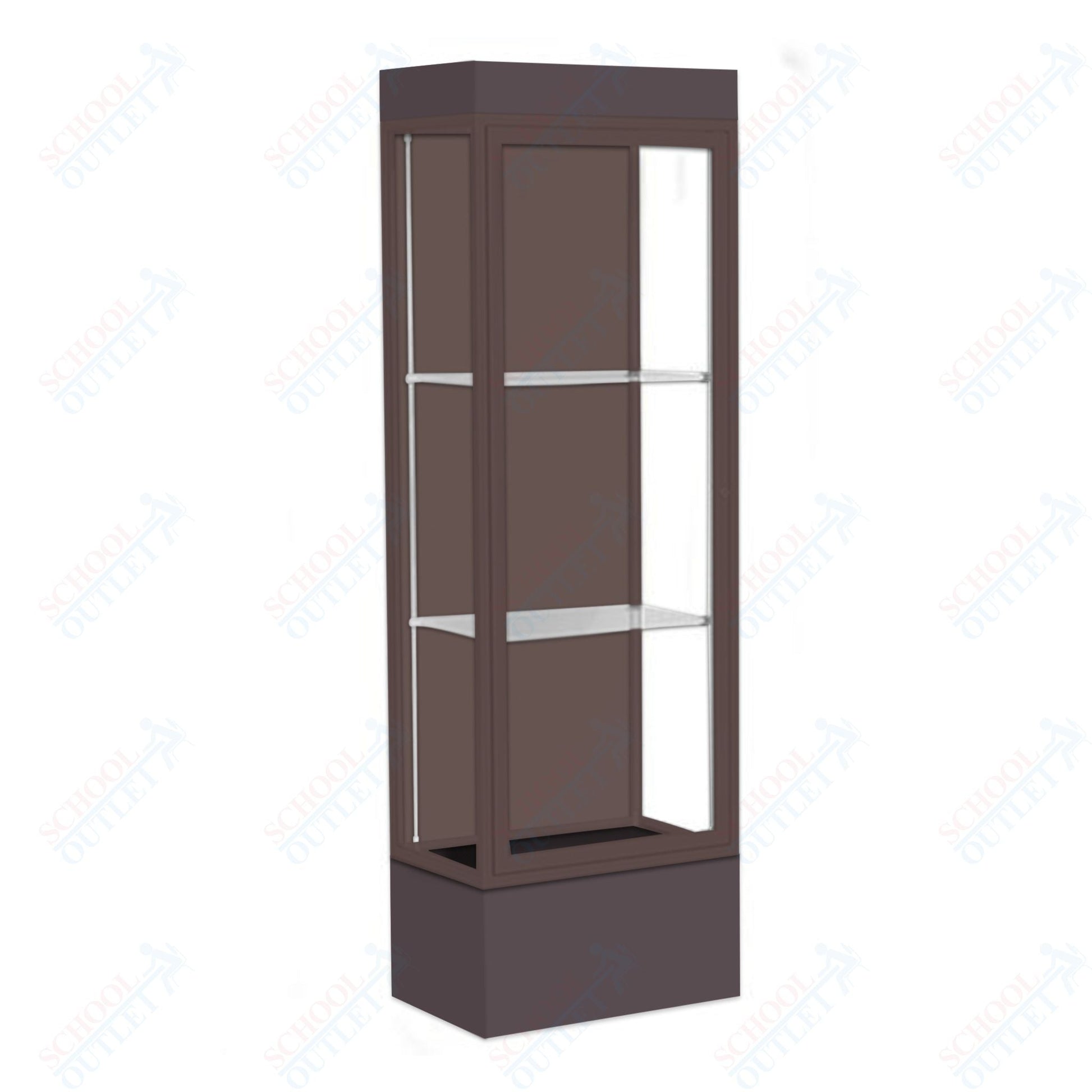 Waddell Edge 93 Lighted Floor Case w/ Chocolate Back & Dark Bronze Frame - 24"W x 76"H x 20"D(Waddell WAD - 93LFCO - BZ) - SchoolOutlet