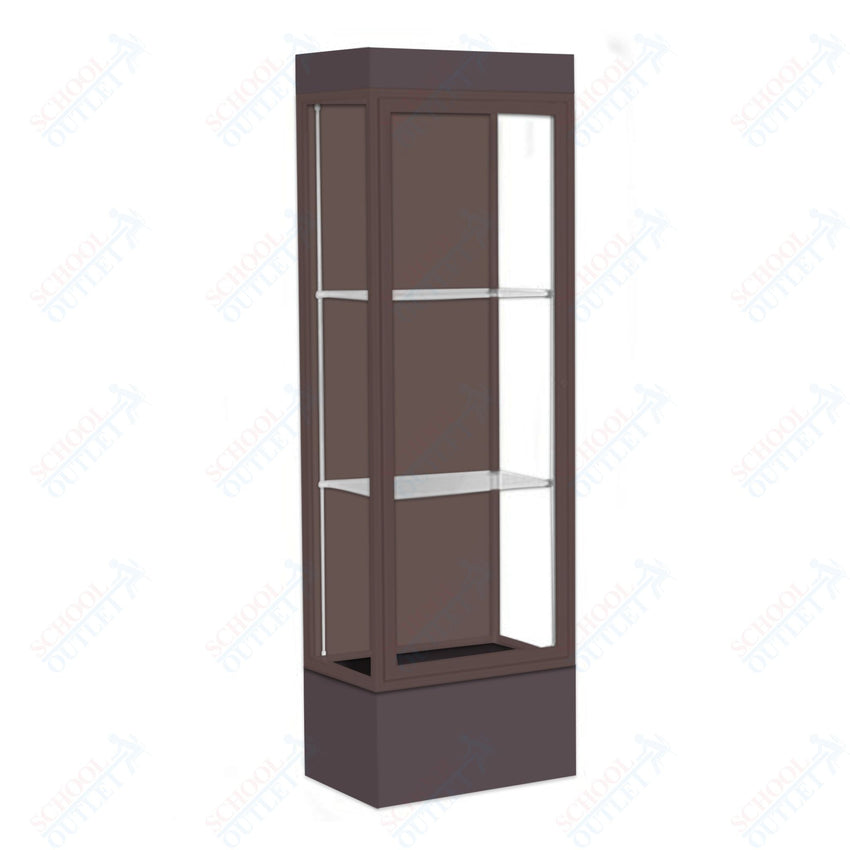 Waddell Edge 93 Lighted Floor Case w/ Chocolate Back & Dark Bronze Frame - 24"W x 76"H x 20"D(Waddell WAD - 93LFCO - BZ) - SchoolOutlet