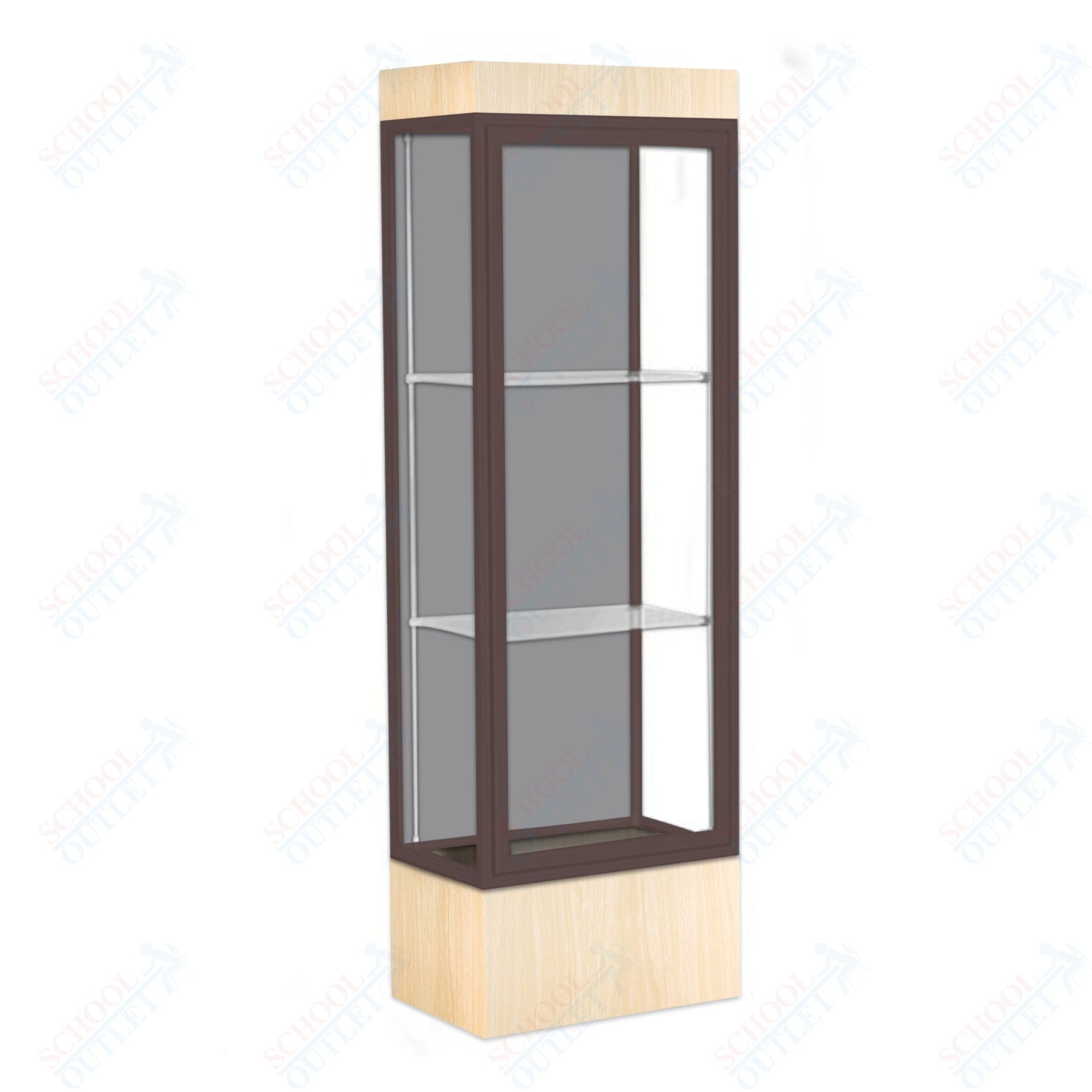 Waddell Edge 93 Lighted Floor Case w/ Harbor Back & Dark Bronze Frame - 24"W x 76"H x 20"D(Waddell WAD - 93LFHB - BZ) - SchoolOutlet