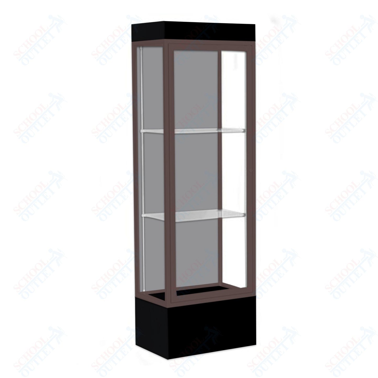 Waddell Edge 93 Lighted Floor Case w/ Harbor Back & Dark Bronze Frame - 24"W x 76"H x 20"D(Waddell WAD - 93LFHB - BZ) - SchoolOutlet