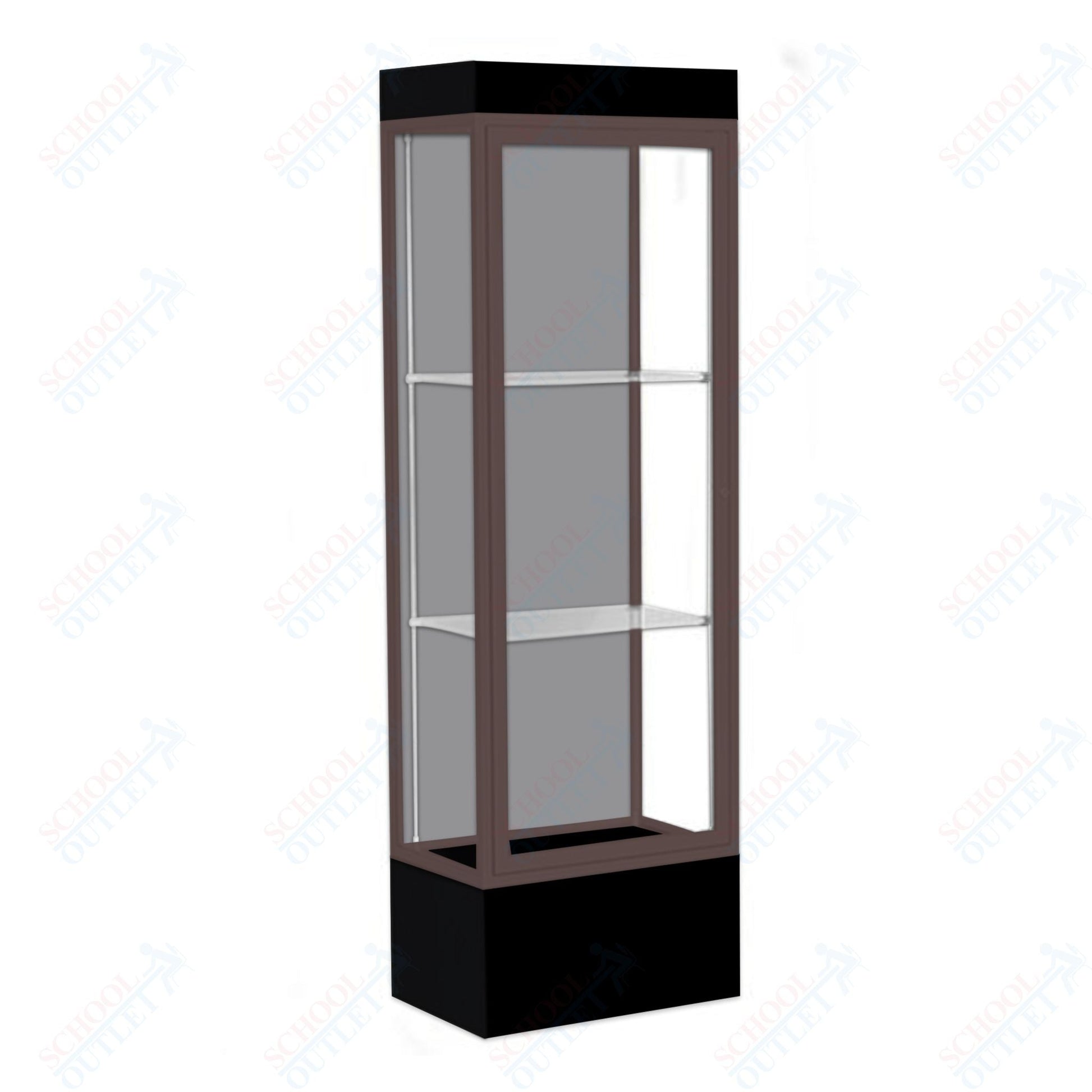 Waddell Edge 93 Lighted Floor Case w/ Harbor Back & Dark Bronze Frame - 24"W x 76"H x 20"D(Waddell WAD - 93LFHB - BZ) - SchoolOutlet