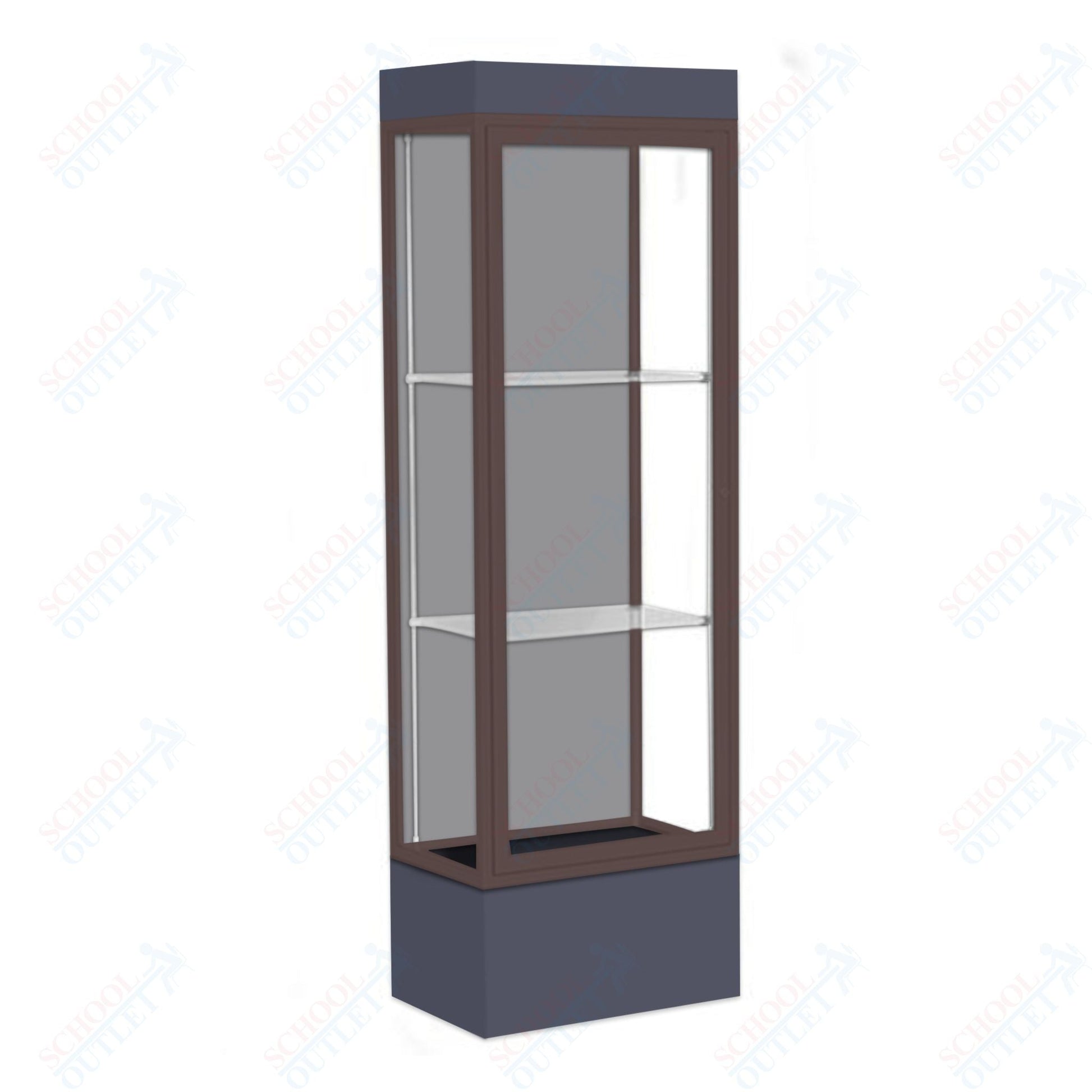 Waddell Edge 93 Lighted Floor Case w/ Harbor Back & Dark Bronze Frame - 24"W x 76"H x 20"D(Waddell WAD - 93LFHB - BZ) - SchoolOutlet