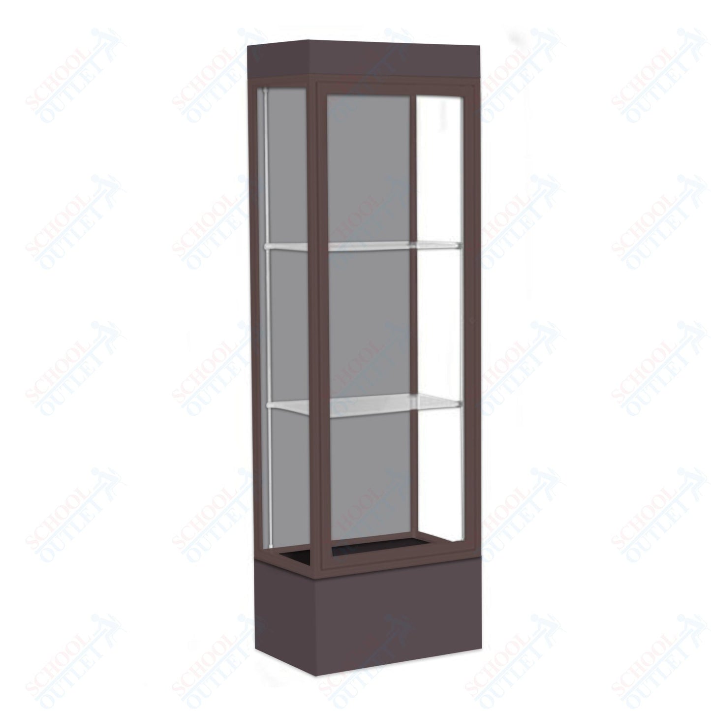Waddell Edge 93 Lighted Floor Case w/ Harbor Back & Dark Bronze Frame - 24"W x 76"H x 20"D(Waddell WAD - 93LFHB - BZ) - SchoolOutlet