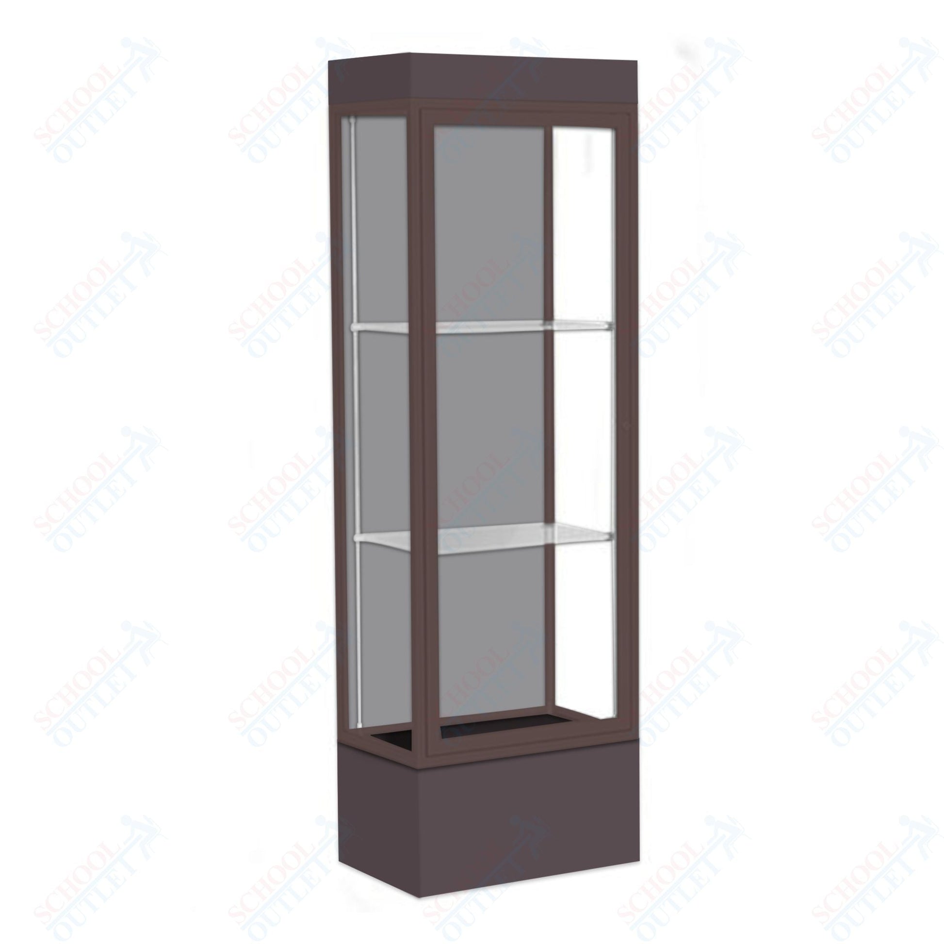 Waddell Edge 93 Lighted Floor Case w/ Harbor Back & Dark Bronze Frame - 24"W x 76"H x 20"D(Waddell WAD - 93LFHB - BZ) - SchoolOutlet