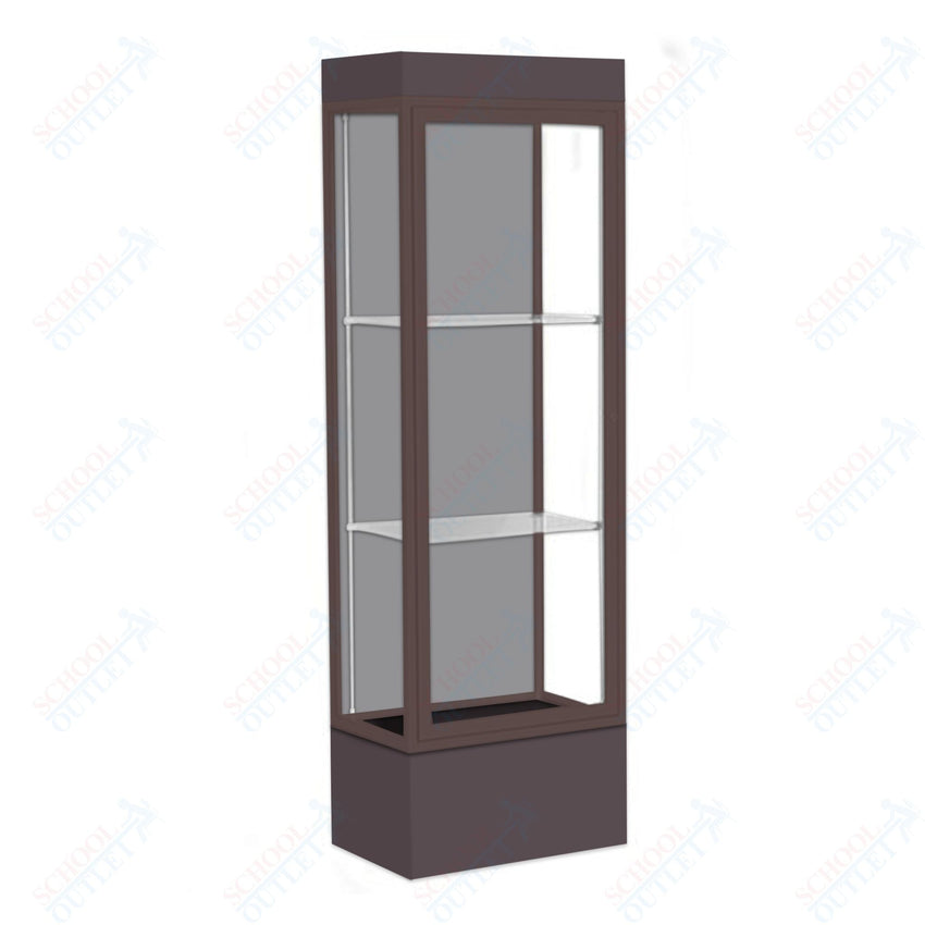 Waddell Edge 93 Lighted Floor Case w/ Harbor Back & Dark Bronze Frame - 24"W x 76"H x 20"D(Waddell WAD - 93LFHB - BZ) - SchoolOutlet