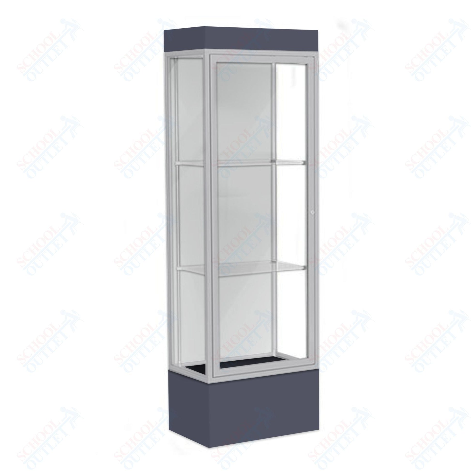 Waddell Edge 93 Lighted Floor Case w/ White Back & Satin Natural Frame - 24"W x 76"H x 20"D(Waddell WAD - 93LFWH - SN) - SchoolOutlet
