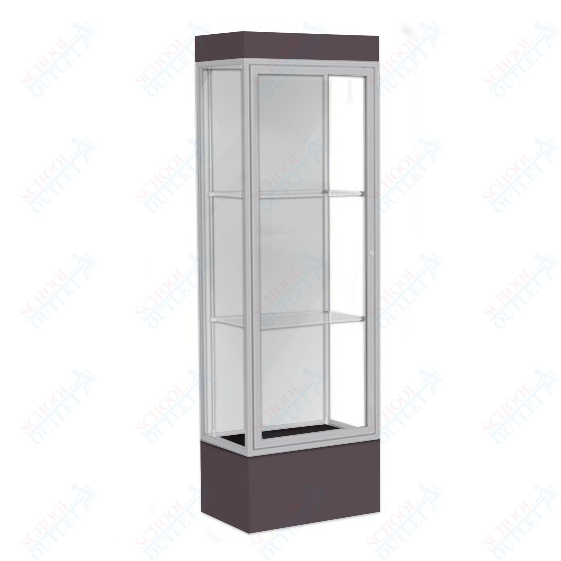 Waddell Edge 93 Lighted Floor Case w/ White Back & Satin Natural Frame - 24"W x 76"H x 20"D(Waddell WAD - 93LFWH - SN) - SchoolOutlet