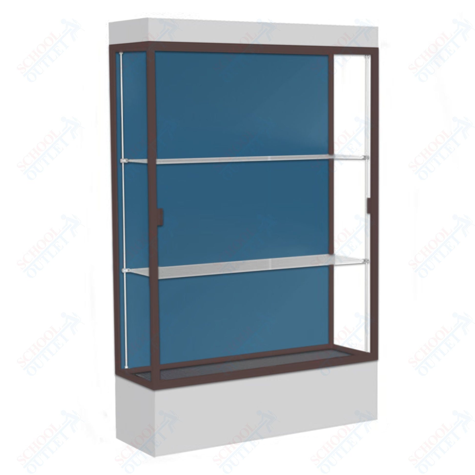 Waddell Edge 94 Lighted Floor Case w/ Blue Steel Back & Dark Bronze Frame - 48"W x 76"H x 20"D(Waddell WAD - 94LFBS - BZ) - SchoolOutlet