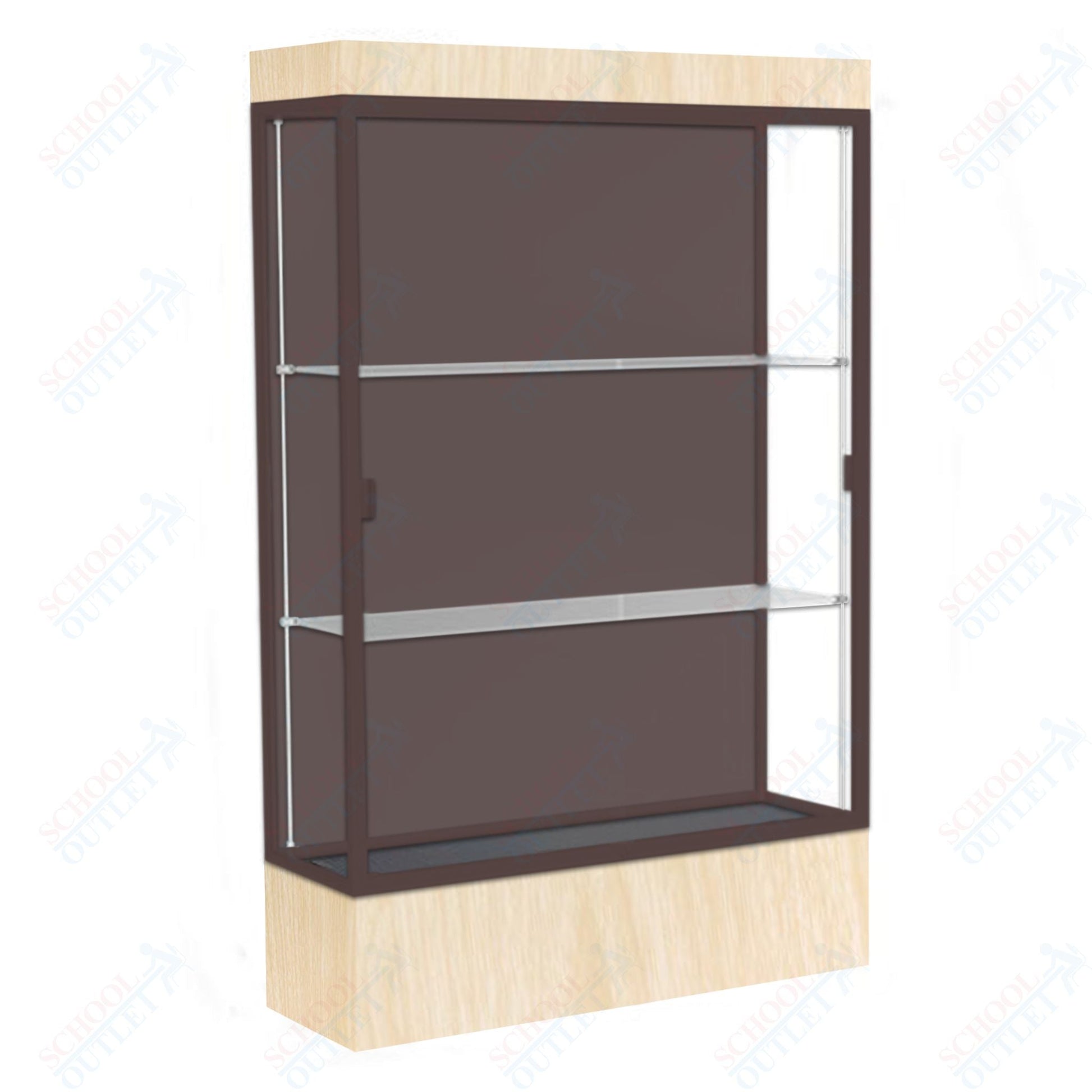 Waddell Edge 94 Lighted Floor Case w/ Chocolate Back & Dark Bronze Frame - 48"W x 76"H x 20"D(Waddell WAD - 94LFCO - BZ) - SchoolOutlet