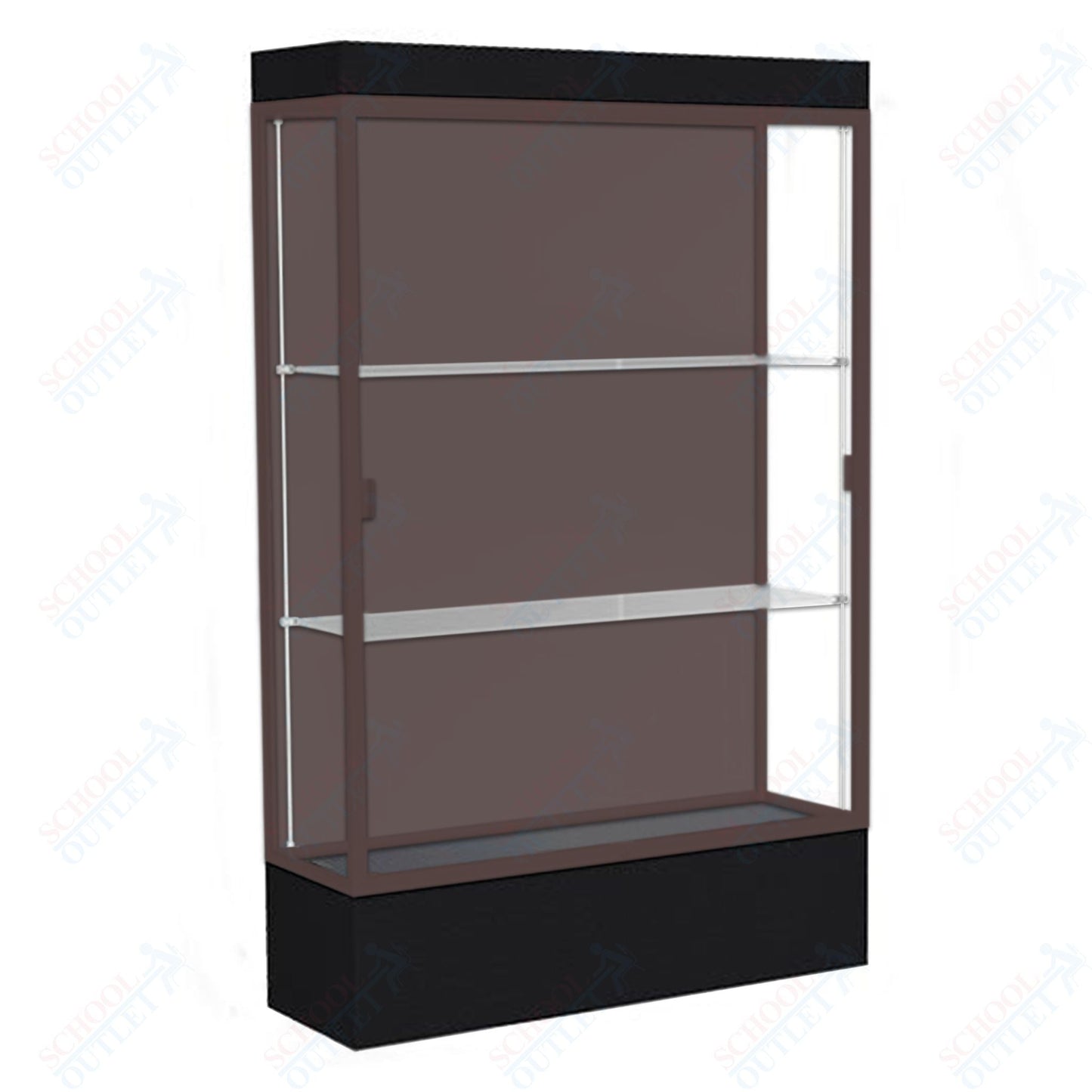 Waddell Edge 94 Lighted Floor Case w/ Chocolate Back & Dark Bronze Frame - 48"W x 76"H x 20"D(Waddell WAD - 94LFCO - BZ) - SchoolOutlet