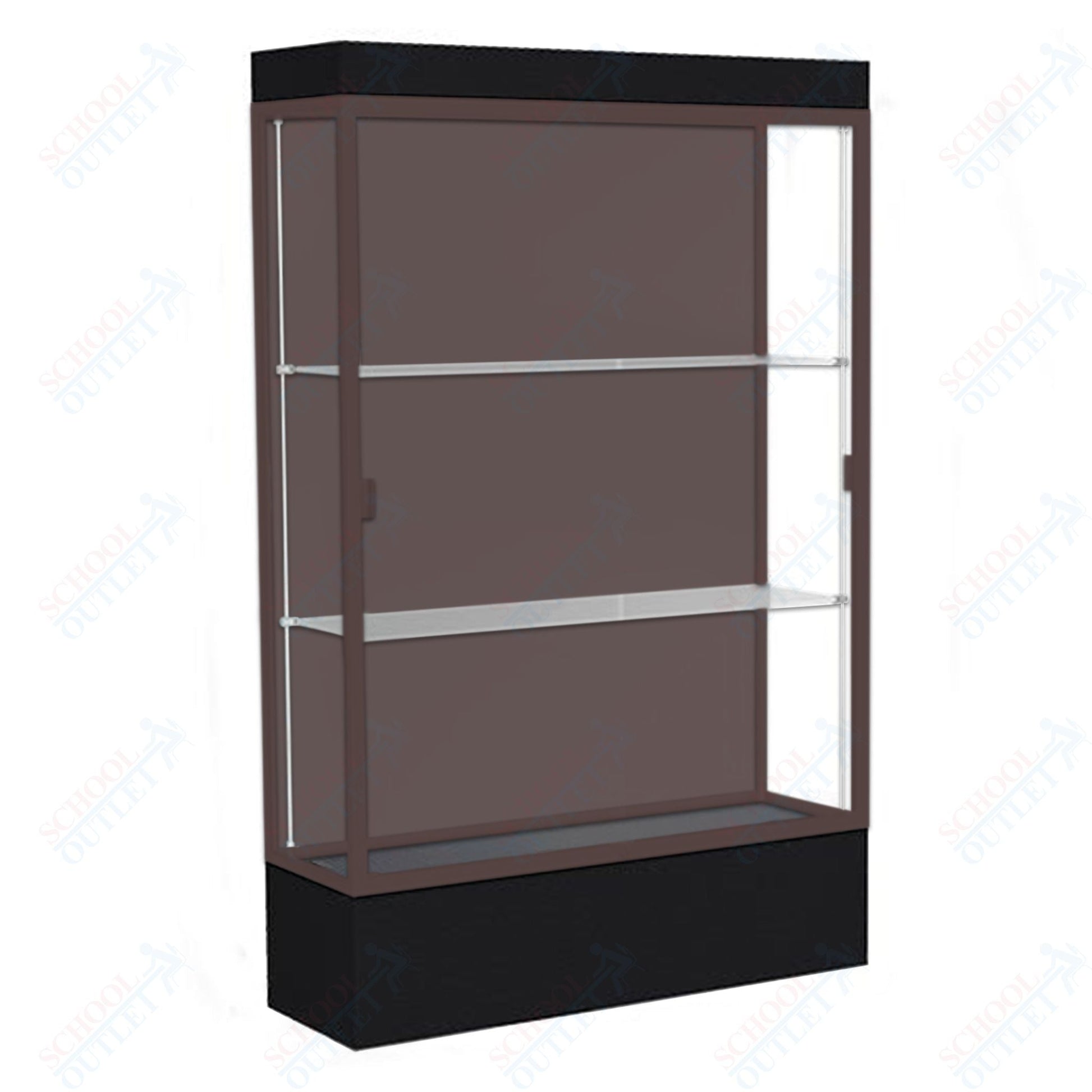 Waddell Edge 94 Lighted Floor Case w/ Chocolate Back & Dark Bronze Frame - 48"W x 76"H x 20"D(Waddell WAD - 94LFCO - BZ) - SchoolOutlet