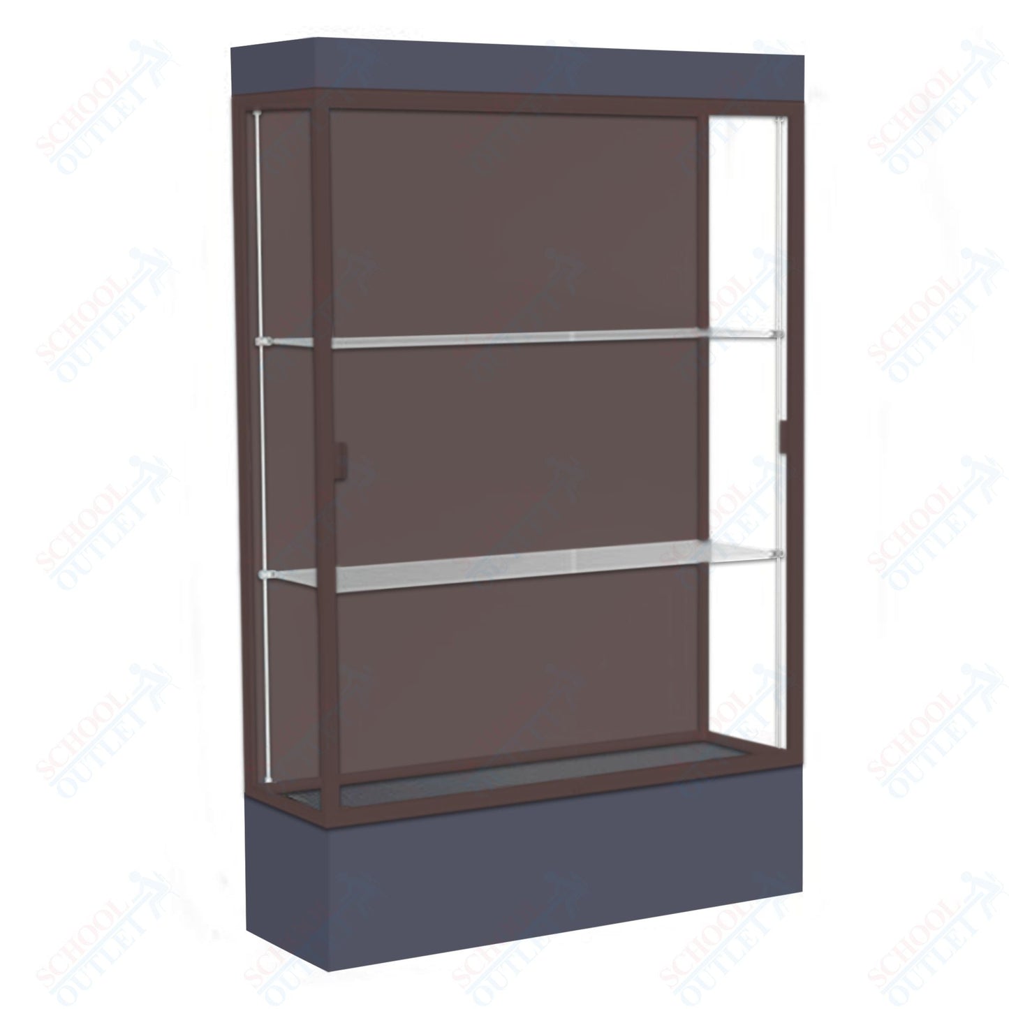 Waddell Edge 94 Lighted Floor Case w/ Chocolate Back & Dark Bronze Frame - 48"W x 76"H x 20"D(Waddell WAD - 94LFCO - BZ) - SchoolOutlet