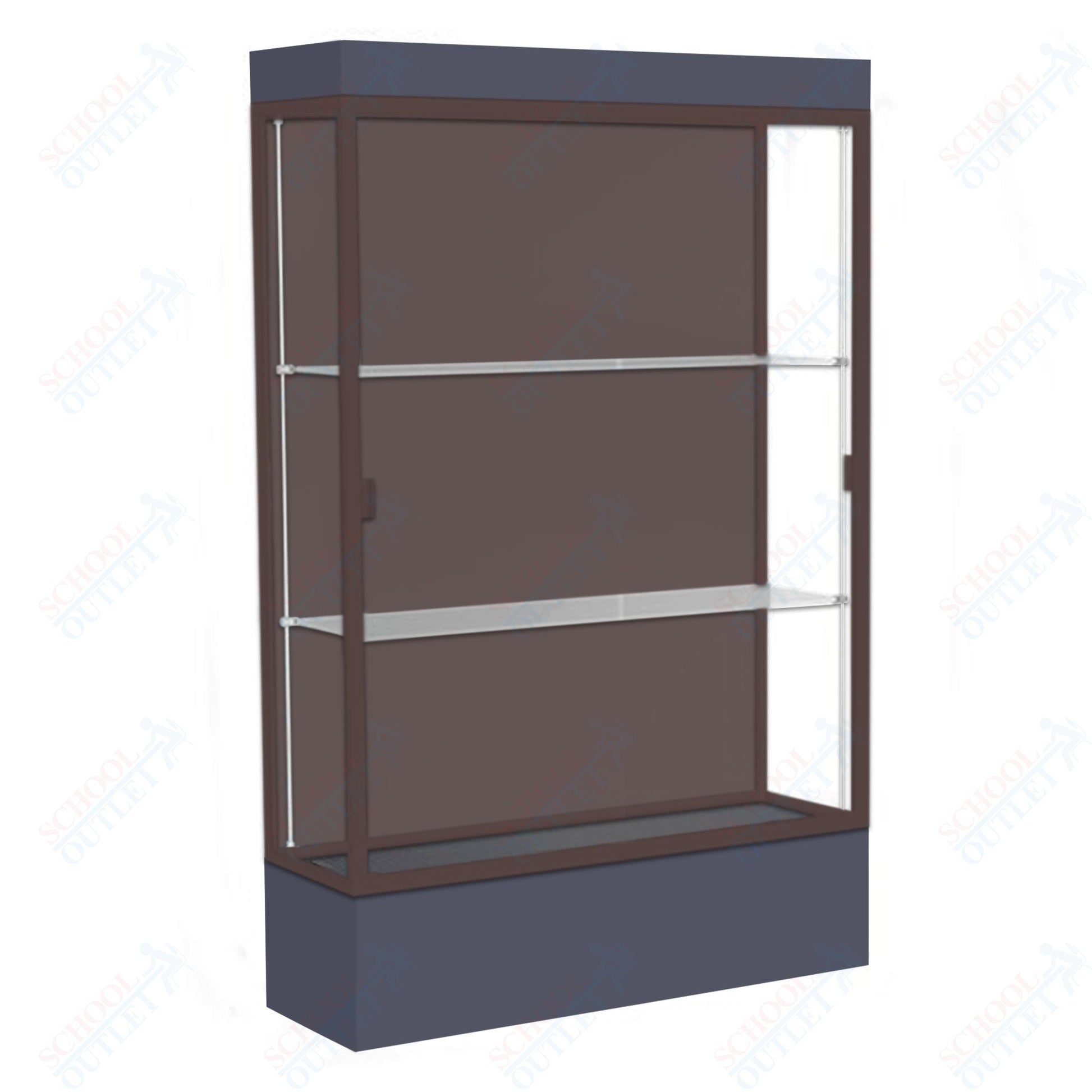 Waddell Edge 94 Lighted Floor Case w/ Chocolate Back & Dark Bronze Frame - 48"W x 76"H x 20"D(Waddell WAD - 94LFCO - BZ) - SchoolOutlet