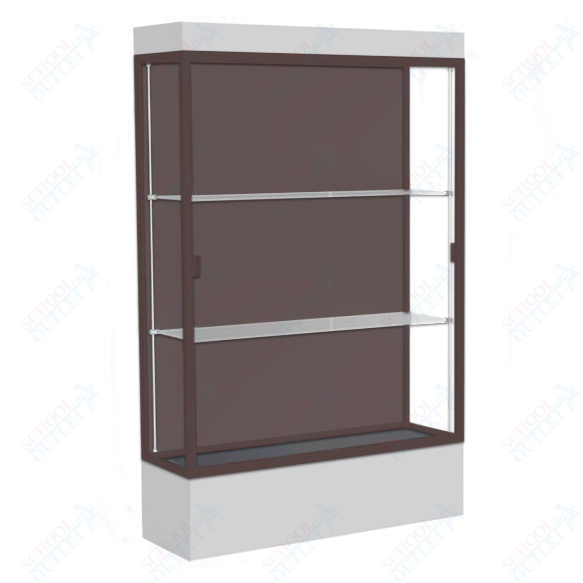 Waddell Edge 94 Lighted Floor Case w/ Chocolate Back & Dark Bronze Frame - 48"W x 76"H x 20"D(Waddell WAD - 94LFCO - BZ) - SchoolOutlet