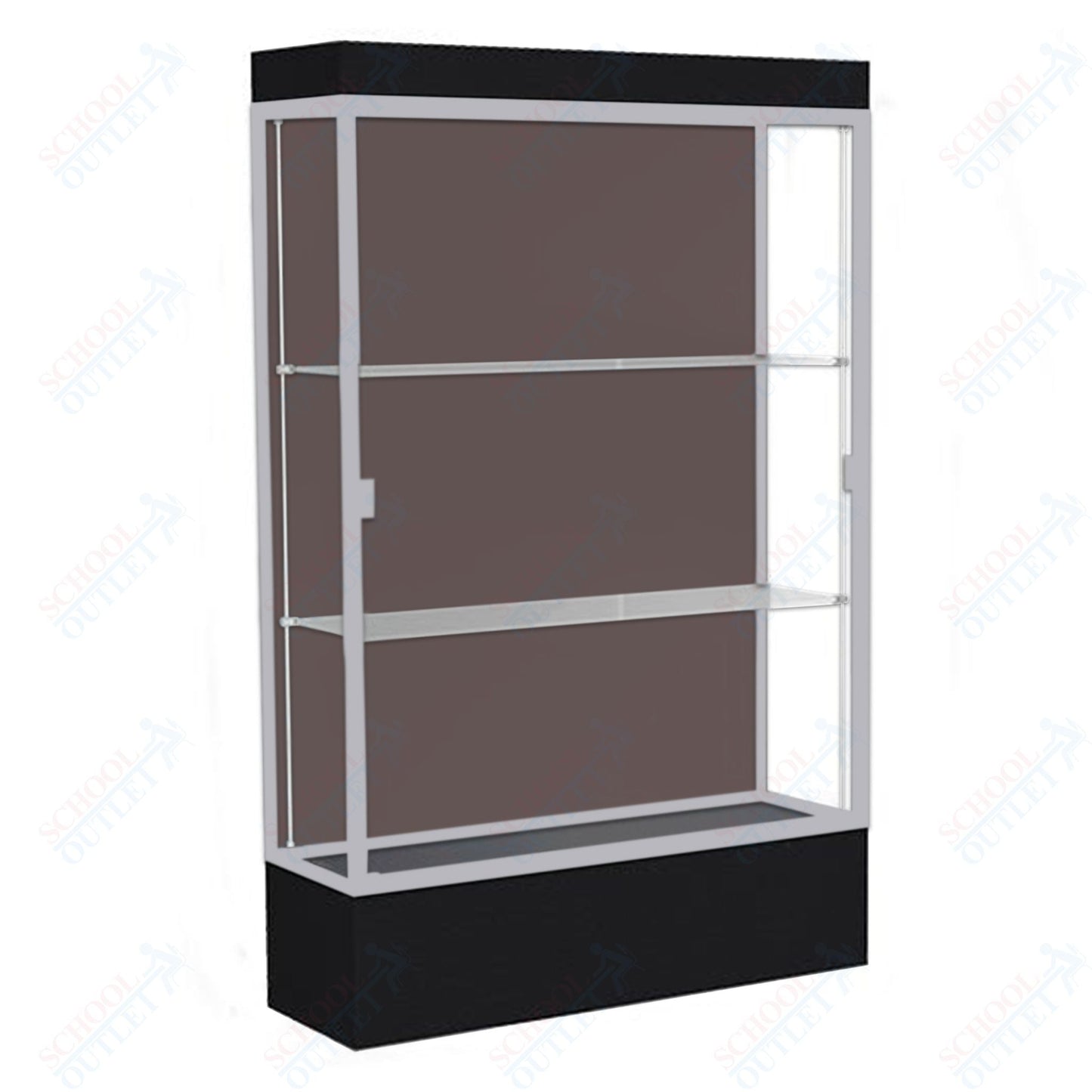 Waddell Edge 94 Lighted Floor Case w/ Chocolate Back & Satin Natural Frame - 48"W x 76"H x 20"D(Waddell WAD - 94LFCO - SN) - SchoolOutlet