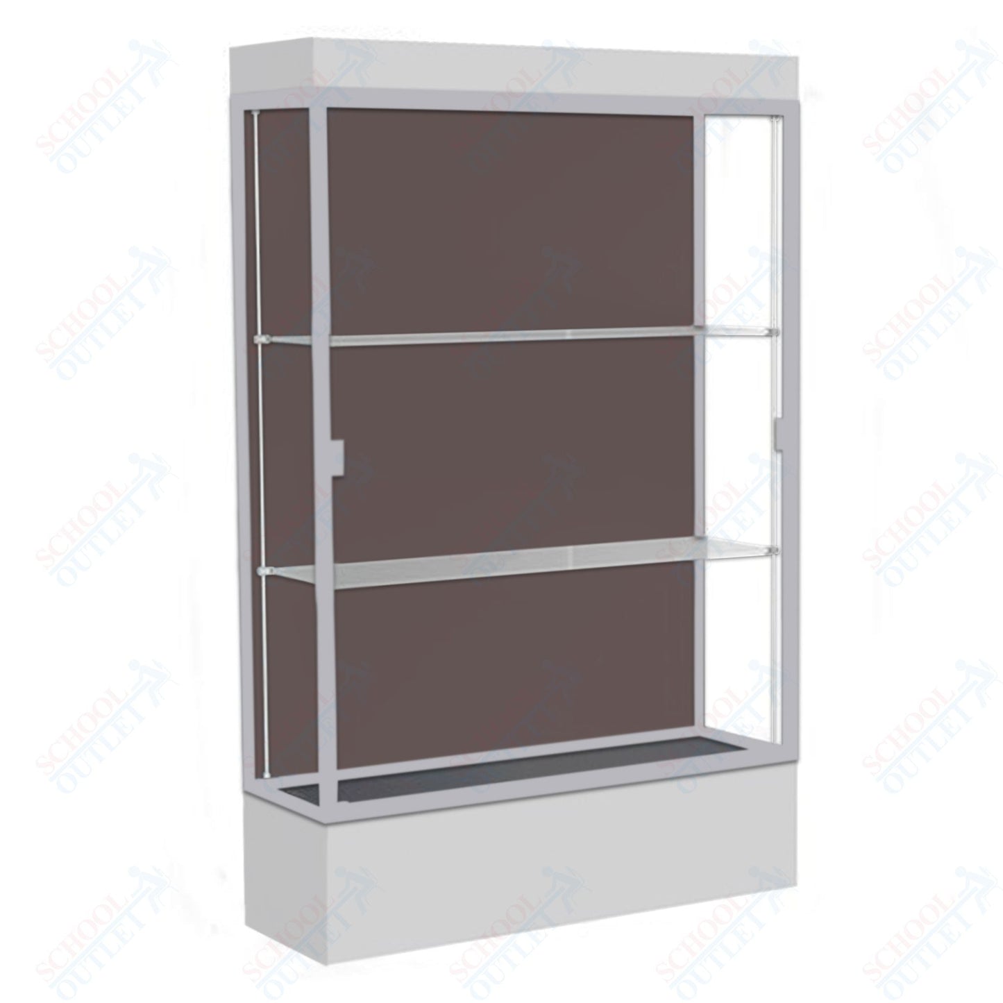 Waddell Edge 94 Lighted Floor Case w/ Chocolate Back & Satin Natural Frame - 48"W x 76"H x 20"D(Waddell WAD - 94LFCO - SN) - SchoolOutlet