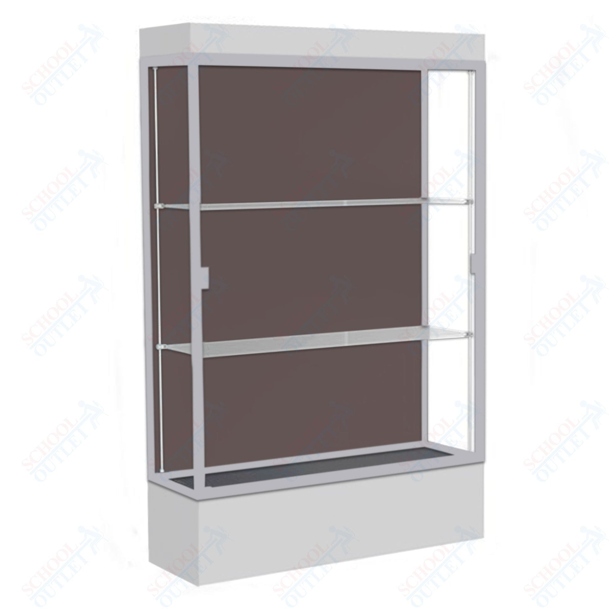 Waddell Edge 94 Lighted Floor Case w/ Chocolate Back & Satin Natural Frame - 48"W x 76"H x 20"D(Waddell WAD - 94LFCO - SN) - SchoolOutlet