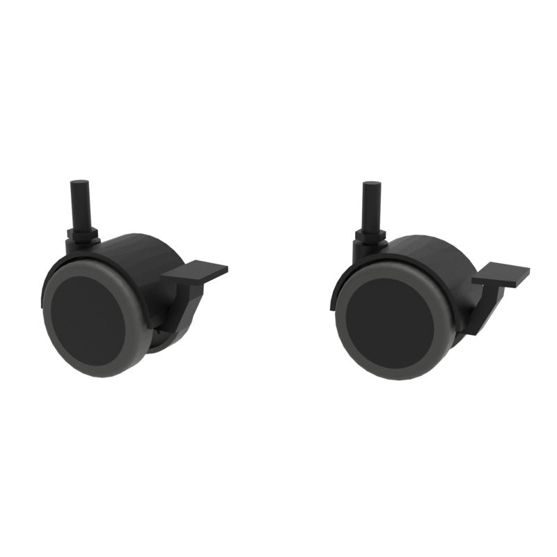 WB Manufacturing Accessory CA Set of 2 Casters, 2" Dual Wheel Soft Tread, With Brake, Raises Desks/Tables 2.11", use with Glides for Wheelbarrow Setup (WBM - 2CA) - SchoolOutlet