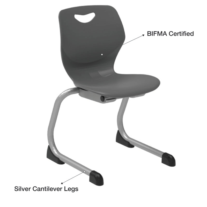 WB Manufacturing 14"H Sconnie School Stack Chair, Silver Cantilever Legs (WBM - CHR14 - C) - SchoolOutlet