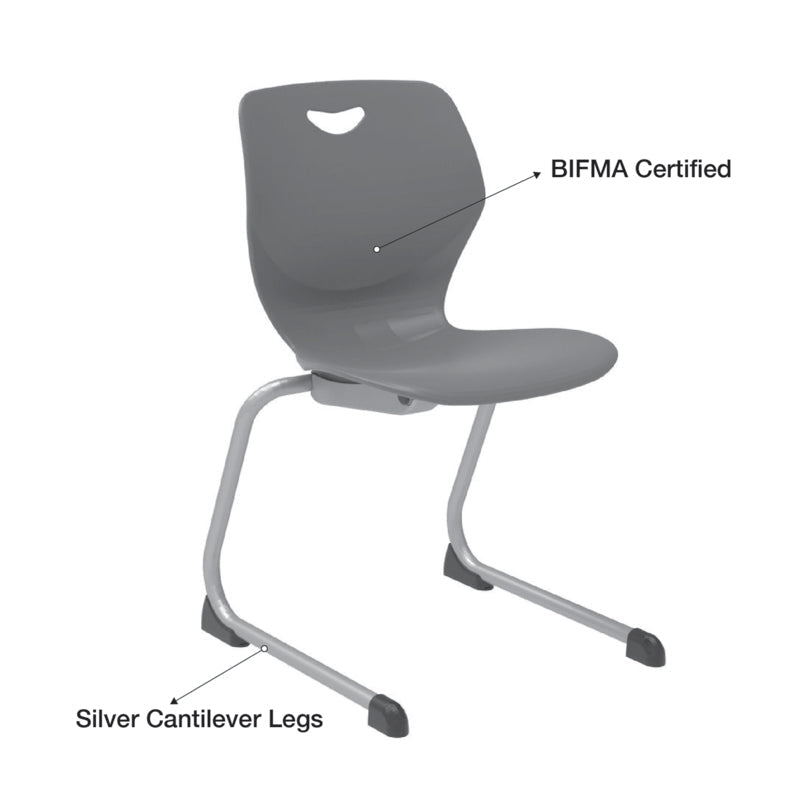 WB Manufacturing 18"H Sconnie School Stack Chair, Silver Cantilever Legs (WBM - CHR18 - C) - SchoolOutlet