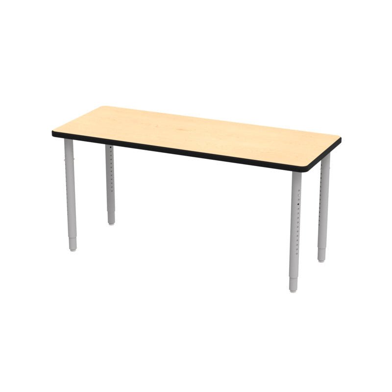 WB Manufacturing ELO Rectangular School Classroom Table, 24" x 60", Adjustable Height 26.25" - 40.25" Silver 2" Legs with Nylon Glides (WBM - ELP7071 - ADJG4 - C88) - SchoolOutlet