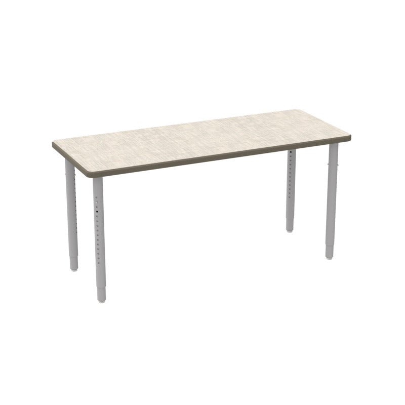 WB Manufacturing ELO Rectangular School Classroom Table, 24" x 60", Adjustable Height 26.25" - 40.25" Silver 2" Legs with Nylon Glides (WBM - ELP7071 - ADJG4 - D17 - S05) - SchoolOutlet