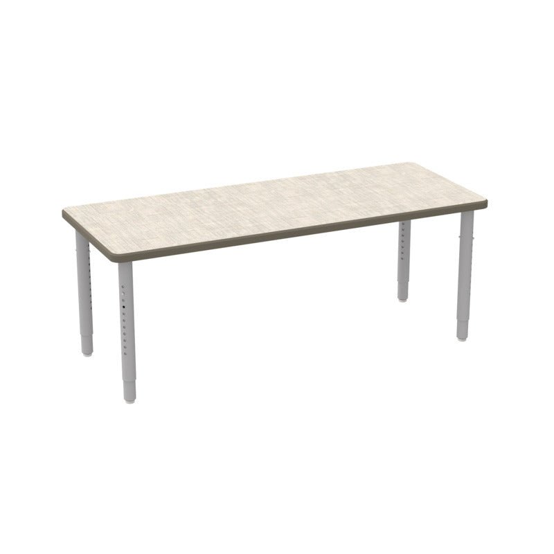 WB Manufacturing ELO Rectangular School Classroom Table, 24" x 60", Adjustable Height 20.25" - 30.25" Silver 2" Legs with Nylon Glides (WBM - ELP7071 - EJAG4 - D17 - S05) - SchoolOutlet