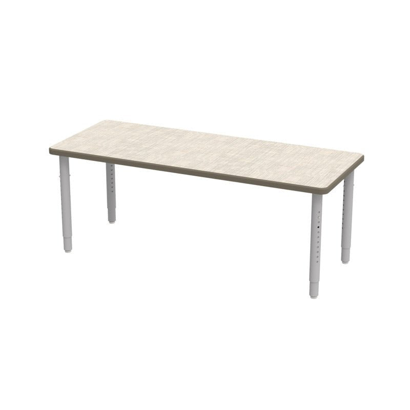 WB Manufacturing ELO Rectangular School Classroom Table, 24" x 60", Adjustable Height 20.25" - 30.25" Silver 2" Legs with Nylon Glides (WBM - ELP7071 - EJAG4 - D17 - S05) - SchoolOutlet