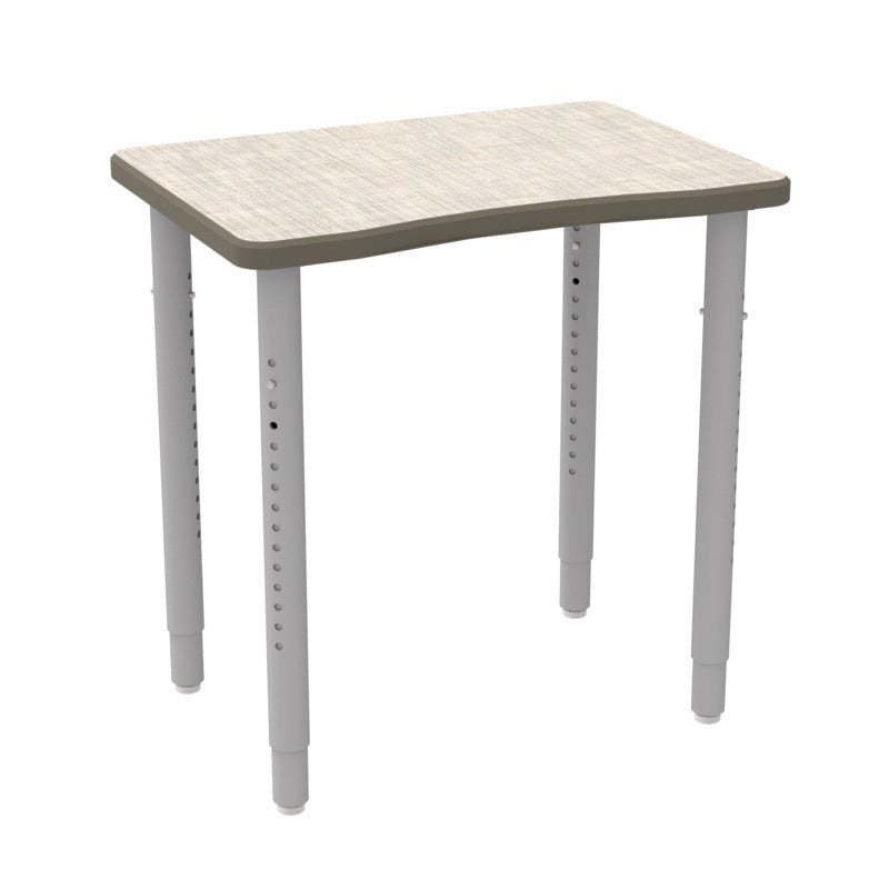 WB Manufacturing ELO Plymouth II Classroom Desk, 20" x 28.5" HPL Top, Adjustable Height 26.25" - 40.25" Silver 2" Legs with Nylon Glides (WBM - ELP7366 - ADJG4) - SchoolOutlet