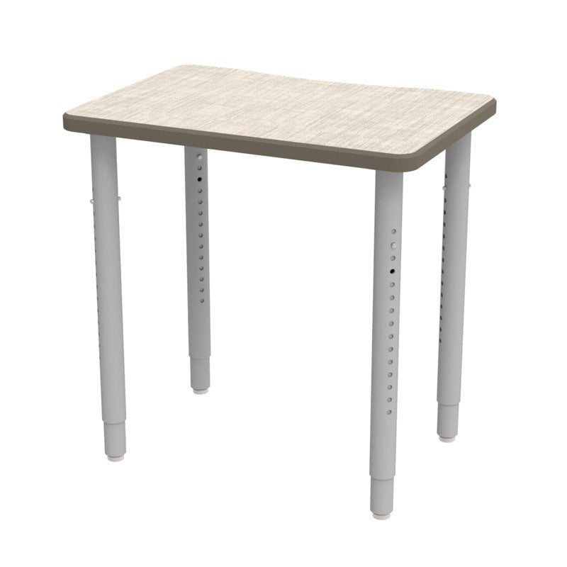WB Manufacturing ELO Plymouth II Classroom Desk, 20" x 28.5" HPL Top, Adjustable Height 26.25" - 40.25" Silver 2" Legs with Nylon Glides (WBM - ELP7366 - ADJG4) - SchoolOutlet