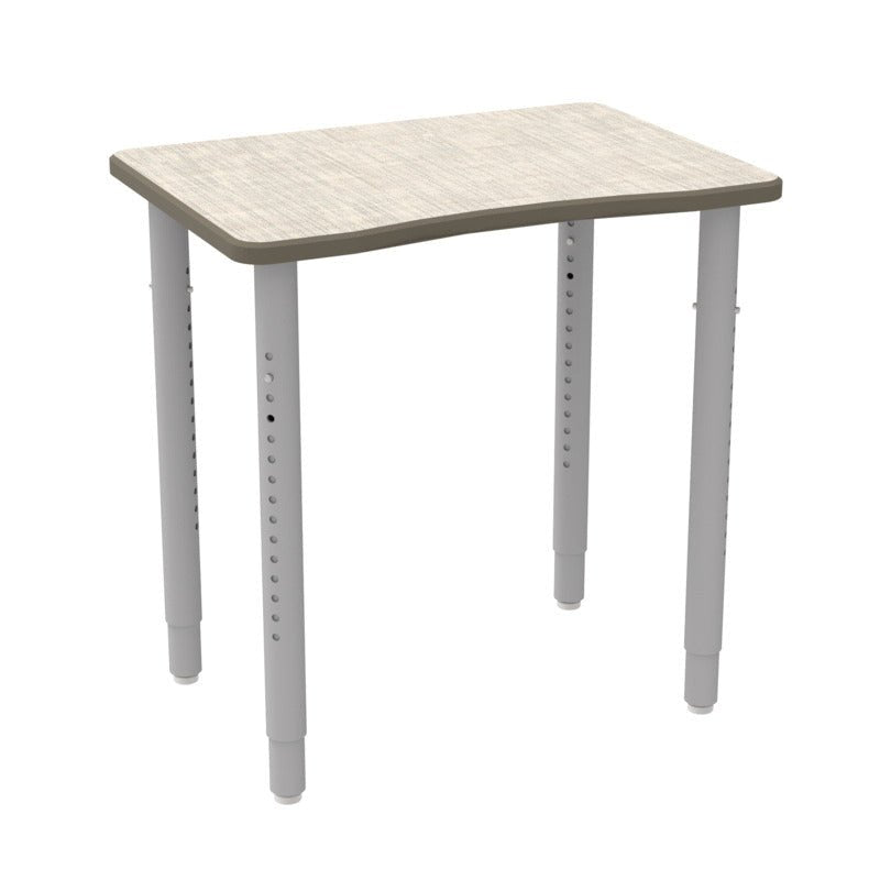 WB Manufacturing ELO Plymouth II Classroom Desk, 20" x 28.5", Adjustable Height 26.25" - 40.25" Silver 2" Legs with Nylon Glides (WBM - ELP7366 - ADJG4 - D17/T - S05) - SchoolOutlet