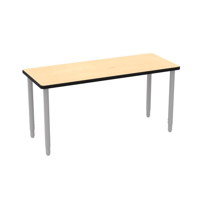 WB Manufacturing ELO Rectangular School Classroom Table, 24" x 60" HPL Top, Adjustable Height 26.25" - 41.25" Silver 2" Legs with Nylon Glides (WBM - ELS7071 - ADJG4) - SchoolOutlet