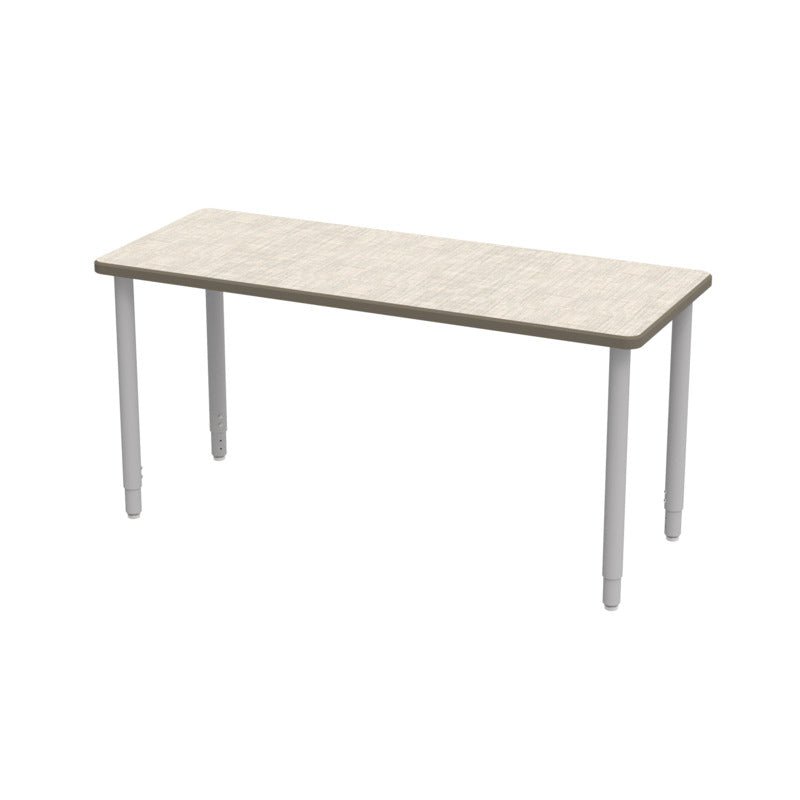 WB Manufacturing ELO Rectangular School Classroom Table, 24" x 60" HPL Top, Adjustable Height 26.25" - 41.25" Silver 2" Legs with Nylon Glides (WBM - ELS7071 - ADJG4) - SchoolOutlet