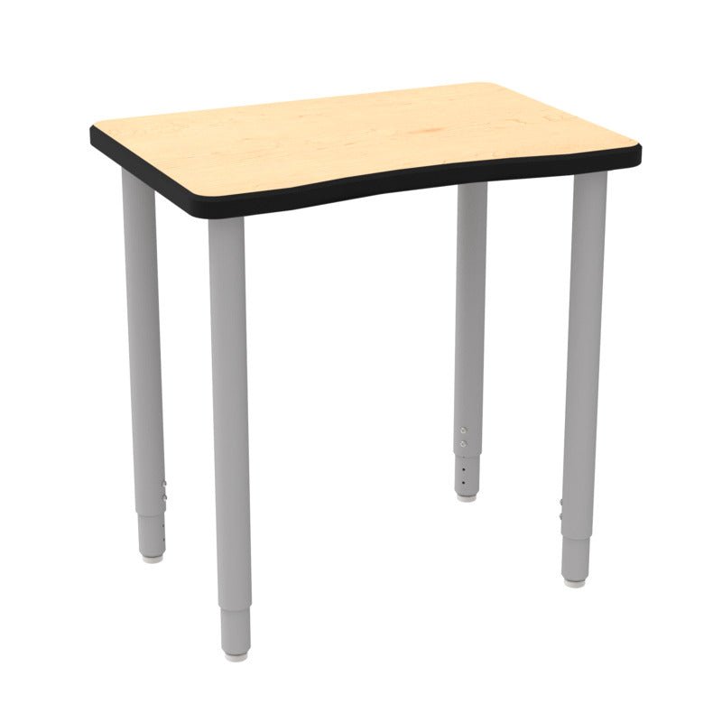 WB Manufacturing ELO Plymouth II Classroom Desk, 20" x 28.5" HPL Top, Adjustable Height 26.25" - 41.25" 2" Legs with Nylon Glides (WBM - ELS7366 - ADJG4) - SchoolOutlet