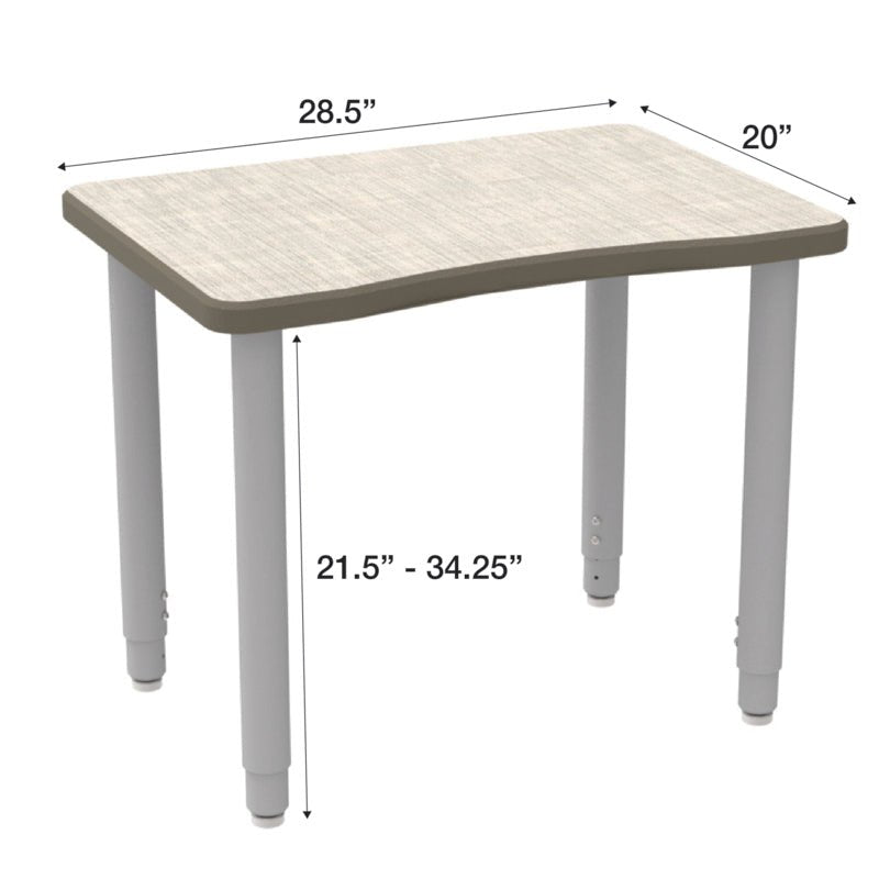WB Manufacturing ELO Plymouth II Classroom Desk, 20" x 28.5" HPL Top, Adjustable Height 21.25" - 34.25" 2" Legs with Nylon Glides (WBM - ELS7366 - EJAG4) - SchoolOutlet
