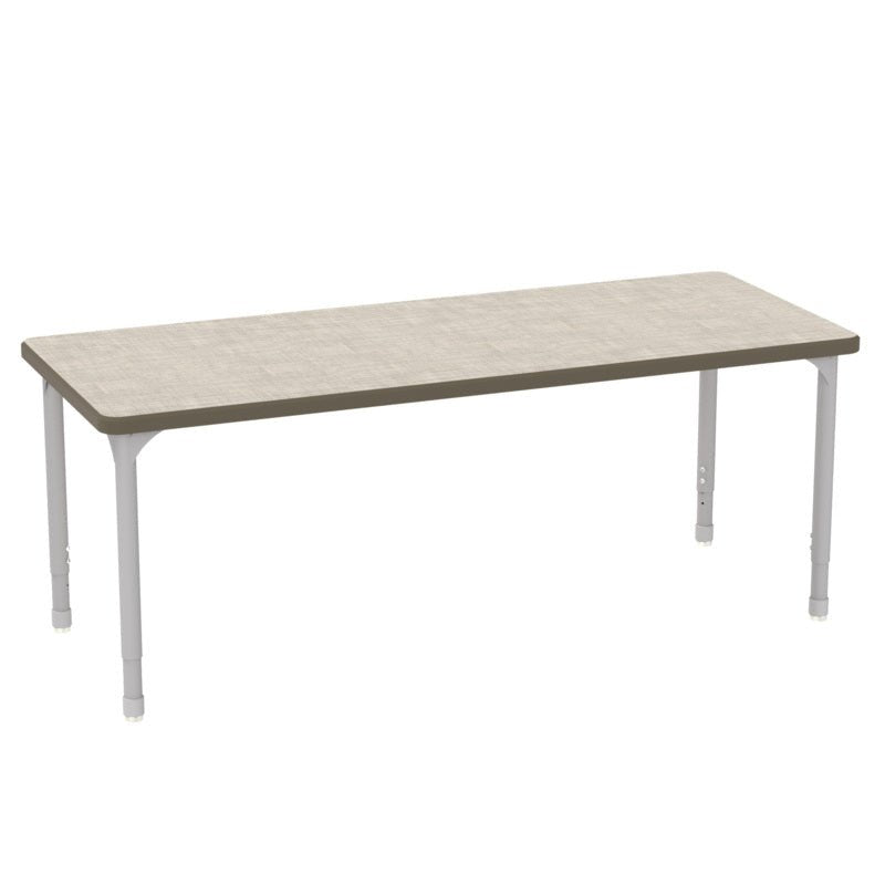 WB Manufacturing EON Rectangular School Classroom Short Table, 24" x 60" HPL Top, Adjustable Height 21.25" - 34.25" Silver 1.5" Legs with Nylon Glides (WBM - EON7071 - EJAG4) - SchoolOutlet