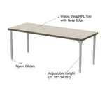 WB Manufacturing EON Rectangular School Classroom Short Table, 24