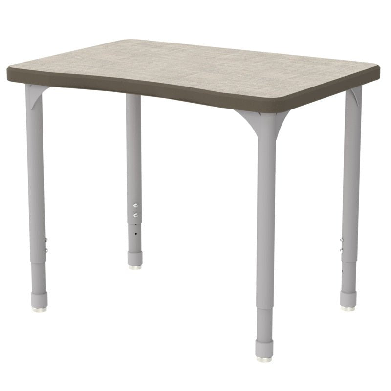 WB Manufacturing EON Plymouth II Classroom Desk, 20" x 28.5", Adjustable Height 21.25" - 34.25" Silver Legs with Nylon Glides (WBM - EON7366 - EJAG4 - D17/T - S05) - SchoolOutlet