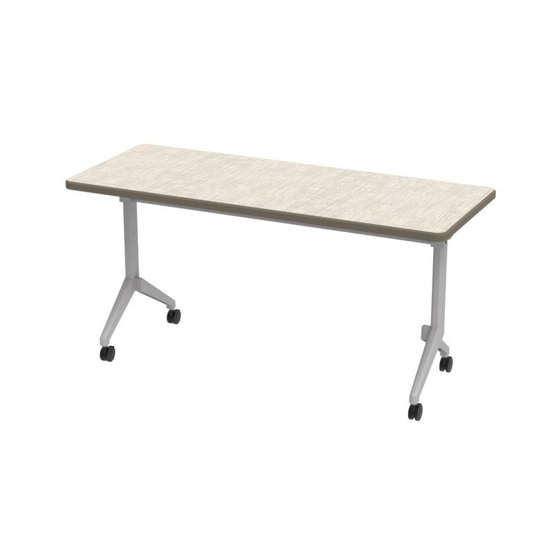 WB Manufacturing Commercial Flip Top Tables, 24" x 60" Mobile, Rectangular HPL Top, Fixed Height 29" Silver Legs, Locking Casters (WBM - FTT7071 - FXG4) - SchoolOutlet
