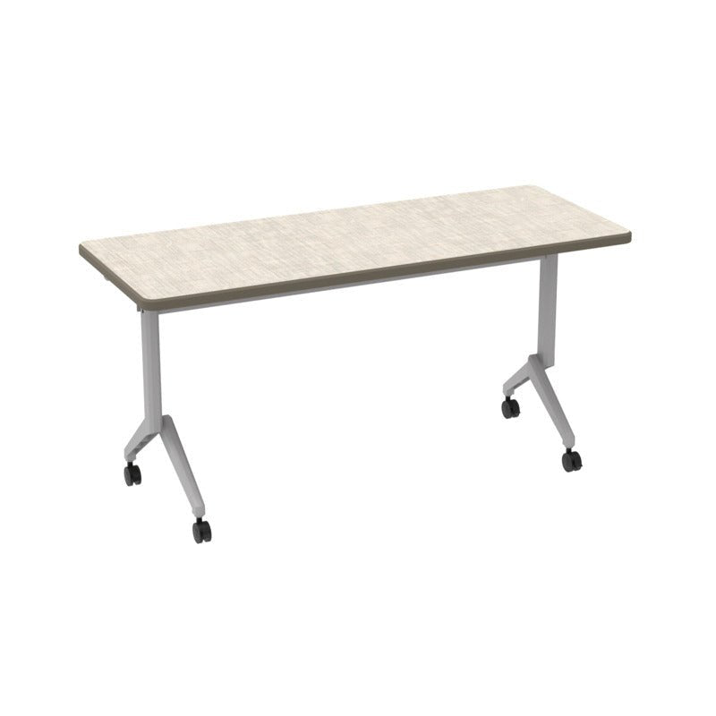 WB Manufacturing Commercial Flip Top Tables, 24" x 60" Mobile, Rectangular HPL Top, Fixed Height 29" Silver Legs, Locking Casters (WBM - FTT7071 - FXG4) - SchoolOutlet