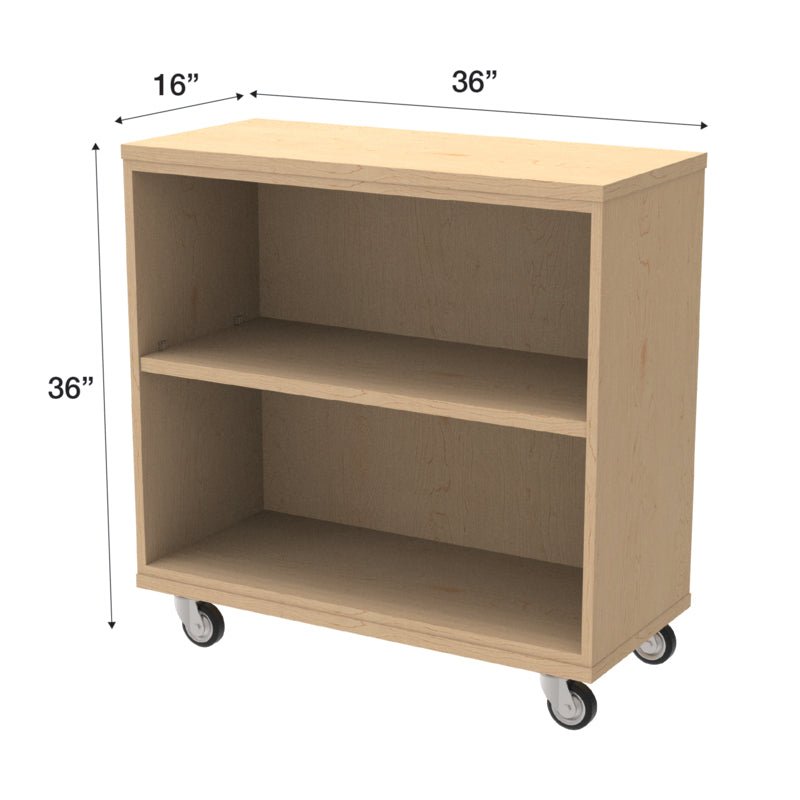 WB Manufacturing Mobile Single Sided Bookcase, 36"W x 36"H x 16"D, 1 Adjustable Shelf, 3" Casters (WBM - LRS1140 - 363616 - AC) - SchoolOutlet