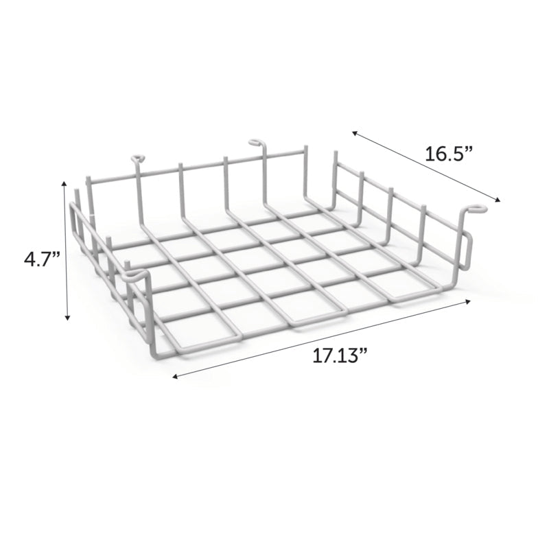 WB Manufacturing Accessory Metal Wire Basket, 17.13"W x 14.5"H x 4.25"D, Silver, Under Mount Design, For Desks and Tables (WBM - LW) - SchoolOutlet