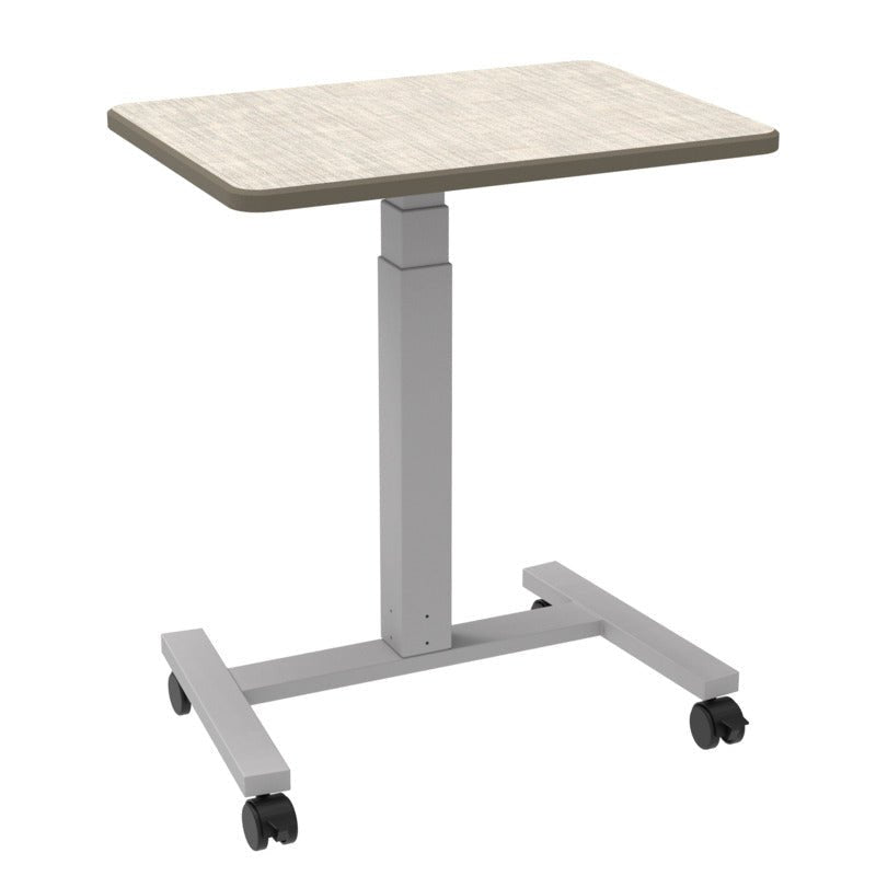 WB Manufacturing Elevate Plymouth Classroom Desk, Mobile, 20" x 28.5", Adjustable Height 27.94" - 40.94" Silver T - Legs with Casters & Glides (WBM - PNH7364 - ADJG4 - D17/T - S05) - SchoolOutlet
