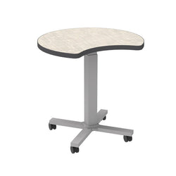 WB Manufacturing Elevate Teacher's Lectern, Height Adjustable 29"-42", 30" Crescent HPL Top, Pneumatic Lift, Casters, Silver Base (WBM-PNX6833-ADJG4-D17-L07)