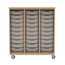 WB Manufacturing Mobile Tote Storage Cabinet, 42"W x 48"H x 22"D, 30 Clear 3" Tote Trays, 3" Casters (WBM-SSG0348-0AC)