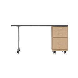 WB Manufacturing Universal Appleton Mobile Teacher’s Desk, 60"W x 24"D x 30.38"H, 3 Locking Drawers, T Legs and Casters (WBM-TD6374-95UNETG4-AC-D17-L07)