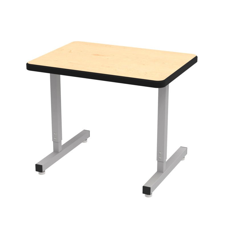 WB Manufacturing UNE - T Plymouth Classroom Desk, 20" x 27" HPL Top, Adjustable Height 20.25" - 32.25" Silver T - Legs with Nylon Glides (WBM - UNET7362 - EJAG4) - SchoolOutlet