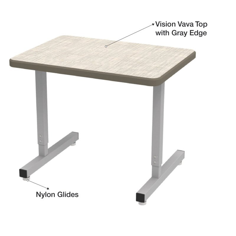 WB Manufacturing UNE - T Plymouth Classroom Desk, 20" x 27", Adjustable Height 20.25" - 32.25" Silver T - Legs with Nylon Glides (WBM - UNET7362 - EJAG4 - D17/T - S05) - SchoolOutlet