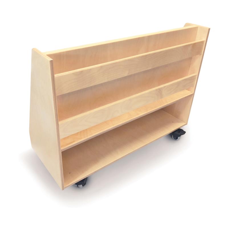 Whitney Brothers Deluxe Two Sided Mobile Book Display with open storage compartment (Whitney Brothers WHT - WB0136) - SchoolOutlet