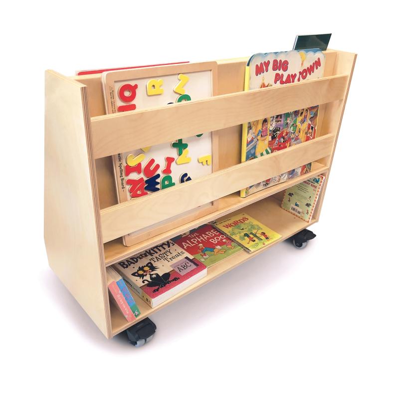 Whitney Brothers Deluxe Two Sided Mobile Book Display with open storage compartment (Whitney Brothers WHT - WB0136) - SchoolOutlet